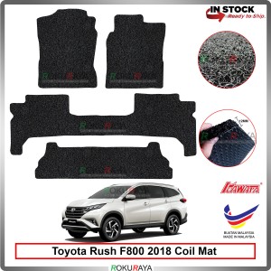 Toyota Rush 2018 12mm Custom Fit Pre Cut PVC Coil Floor Mat Anti Slip Carpet Nail Spike (Black) (Kawata Made in Malaysia)
